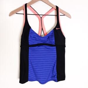 Nike Tankini Swim Top 10 Racerback Striped Athletic Swimsuit Womens Sportswear